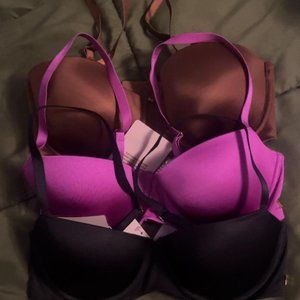 3 NWT Savage X Fenty Bra Lot 34D Push Up Bras All New Pink Brown Black Rihanna